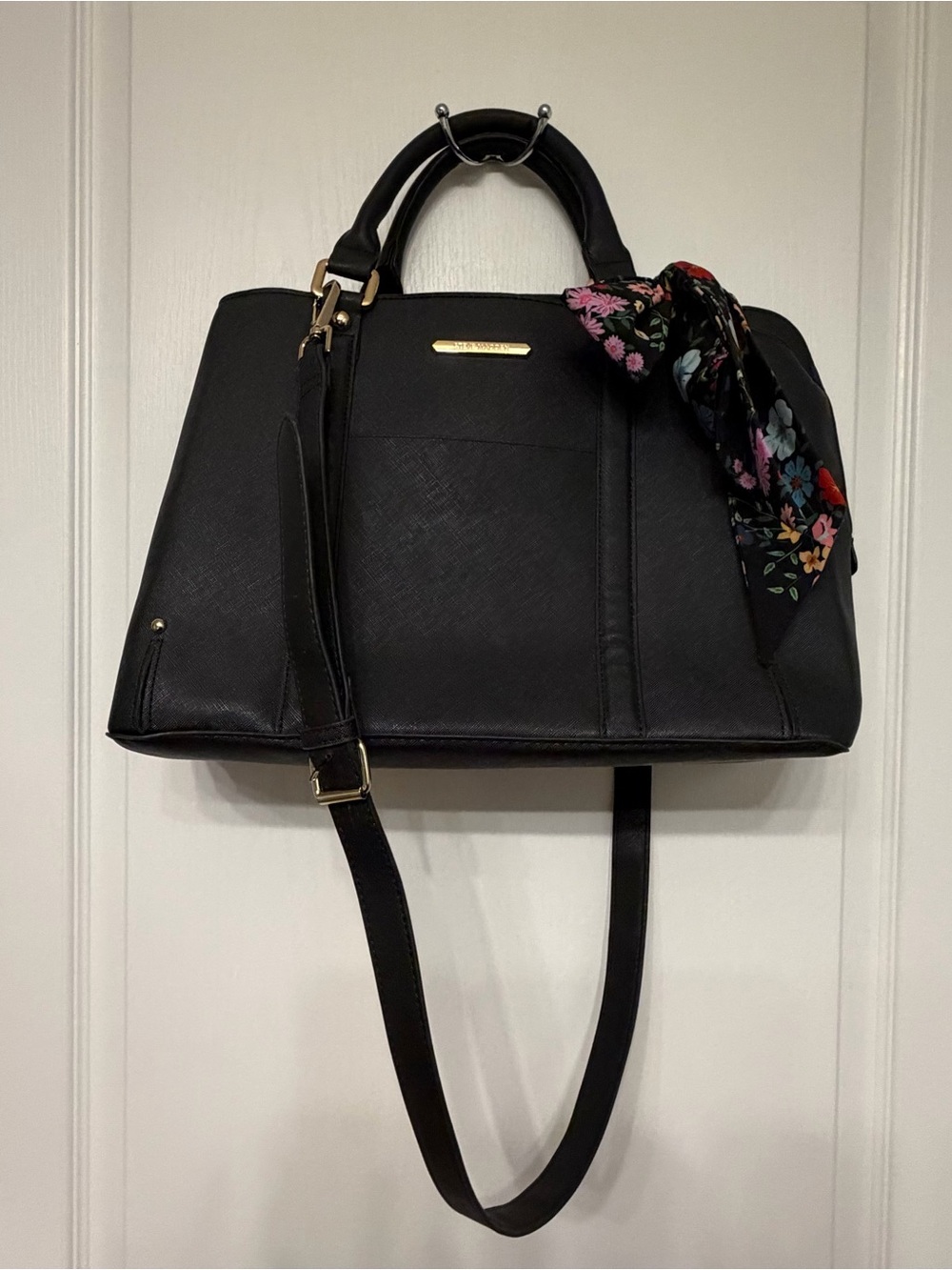 Steve Madden Structured Work Bag with Floral Scarf